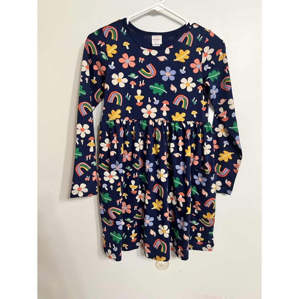 Hanna Andersson Long Sleeve Play Dress Size 10 Rainbow Mushroom Flower Print